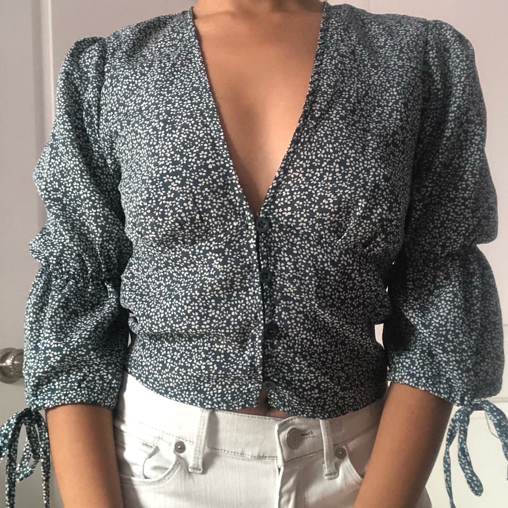 Princess Polly Green Patterned Top